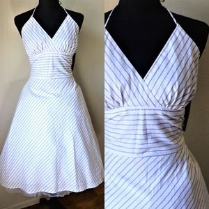 White Stripped Midi Dress.